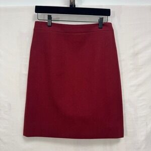 J.Crew Skirt Womens 4 Burgundy No. 2 Pencil Skirt 100% Wool Solid Business